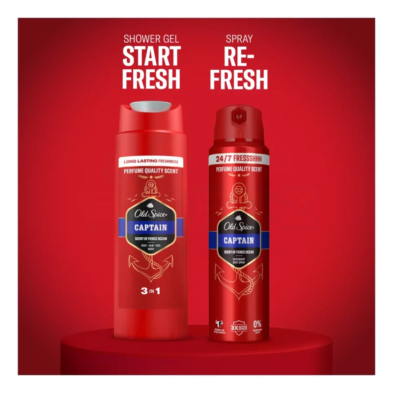 Old Spice Base Outdoor ajándékcsomag (Captain deo spray&tusfürdő) 2026 Kép
